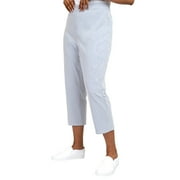 MARIO SERRANI Women's Comfort Stretch Pull On Capri (Blue/White Stripe, Large)