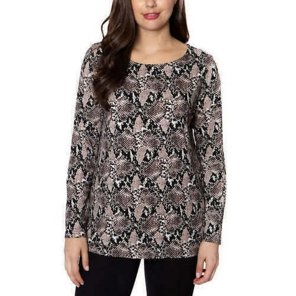 Mario Serrani Womens Crewneck Animal Print Top,Tan Snakeskin,Small