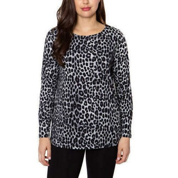 Mario Serrani Womens Crewneck Animal Print Top