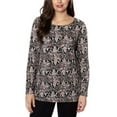 thumbnail image 1 of Mario Serrani Womens Long Sleeve Crew Neck Top Brown Leopard Size: M, Color: Tan Snakeskin, 1 of 2