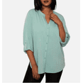 thumbnail image 1 of Mario Serrani Womens Shirt Green Long Sleeve Button-Front V-Neck Relaxed Fit XL, 1 of 4