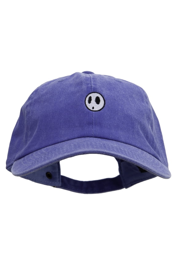 Mario Shy Face Logo Embroidered Washed Solid Pigment Dyed Cotton Twill Brass Buckle Cap - Royal OSFM