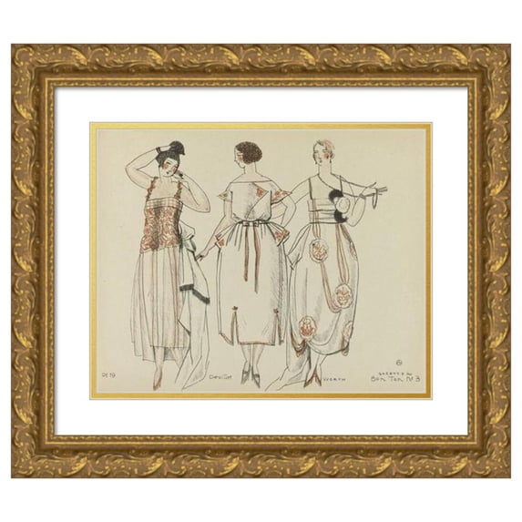 Mario Simon 24x20 Gold Ornate Framed and Double Matted Museum Art Print Titled - Doeuillet ; Worth (1920)