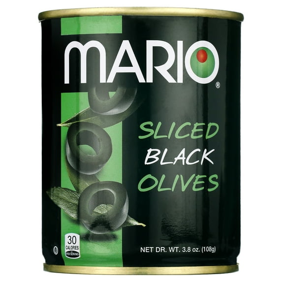 Mario Sliced Black Olives, 3.8 oz Tin