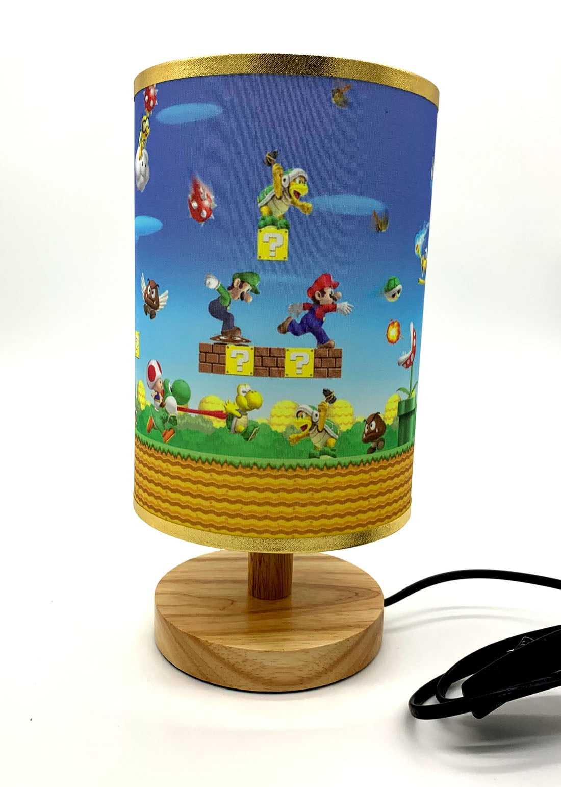 Mario Table Lamp Night Light Wood Base Room Decoration or Great Gift Ideas