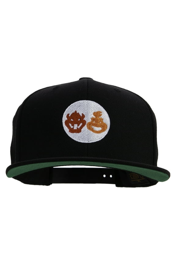 Mario The Bowsers Embroidered Wool Blend Prostyle Snapback Cap - Black OSFM