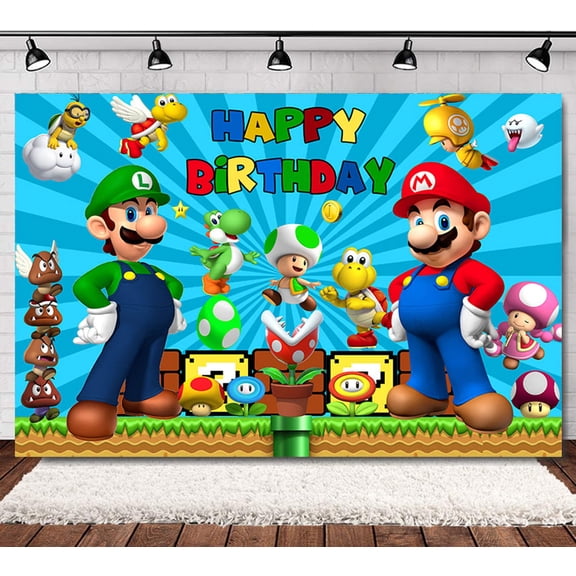 Mario Themed Background, 6040 Inch Mario Happy Birthday Background, Party Baby Shower Background Mario Party