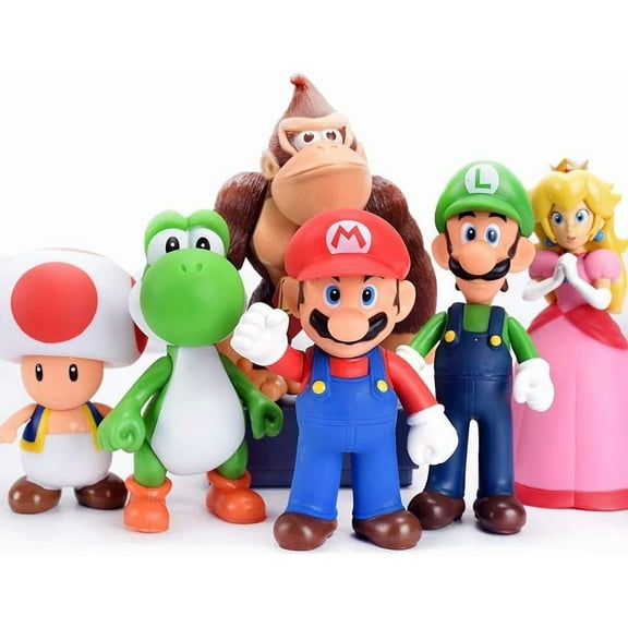 Mario Toys,Super Mary Action Figures Toys,Mario CharactersMario Bros Princess, Turtle 6 Pack
