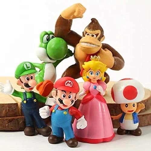 Mario Toys,Super Mary Action Figures Toys,Mario CharactersMario Bros Princess, Turtle 6 Pack