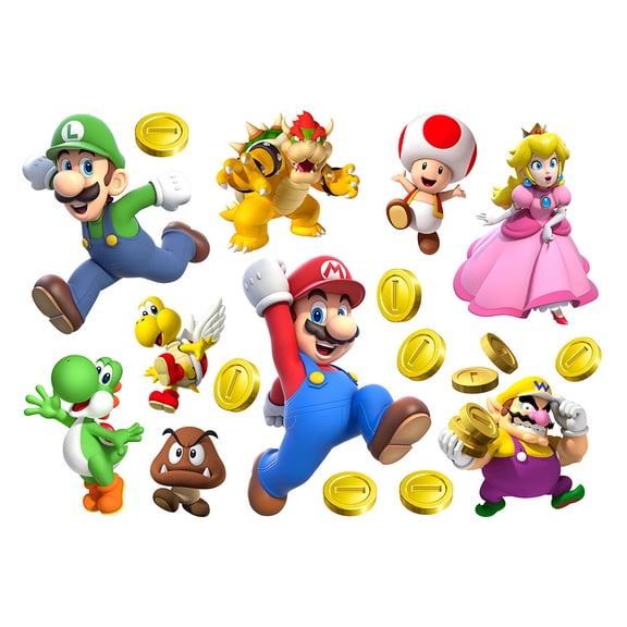 Mario Wall Stickers 3D wall stickers Cartoon characters wall stickers Cartoon background wall decoration Birthday gift Children bedroom decoration 60*40CM