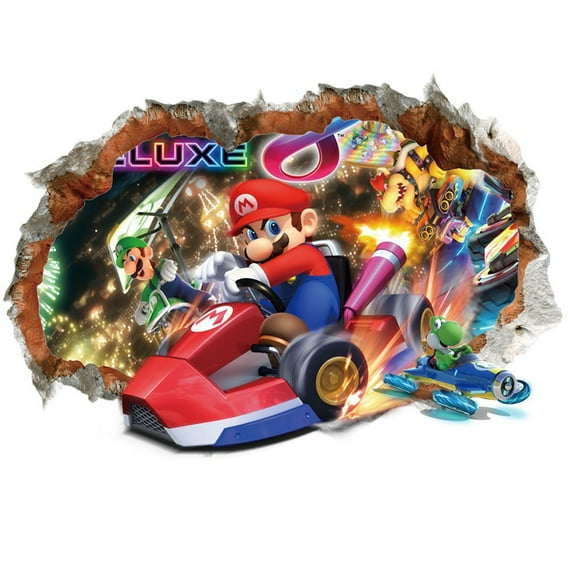 Mario Wall Stickers 3D wall stickers Children wall stickers Cartoon characters wall stickers Cartoon background wall decoration Birthday gift Children bedroom decoration 60*40CM