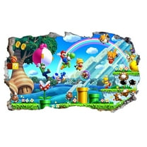 Mario Wall Stickers 3D wall stickers Children wall stickers Cartoon characters wall stickers Cartoon background wall decoration Birthday gift Children bedroom decoration 70*40CM
