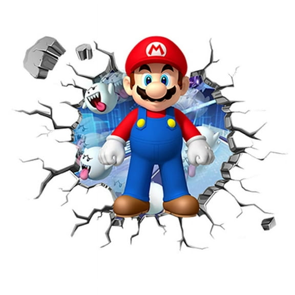 Mario Wall Stickers 3D wall stickers Children wall stickers Cartoon characters wall stickers Cartoon background wall decoration Birthday gift Children bedroom decoration 50*40CM