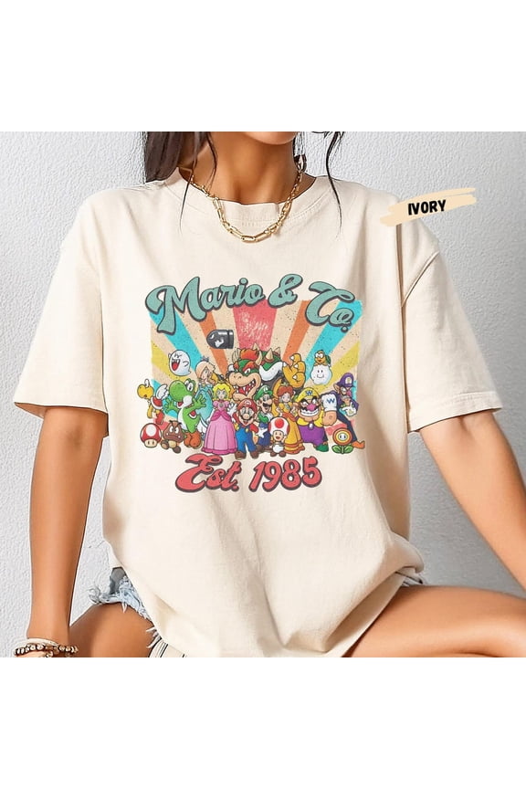 Mario and Co T-Shirt, Retro Super MarioShirt, Vintage Video Shirt, Mushroom Kingdoom Tee