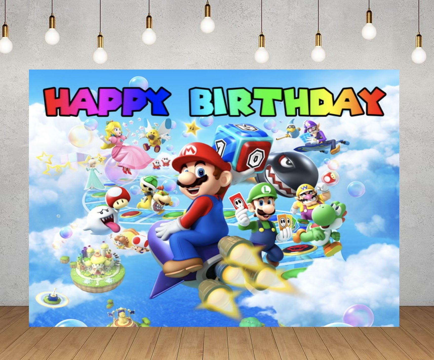 Mario backdrop, 60×40 inch Mario birthday party decorative backdrop ...