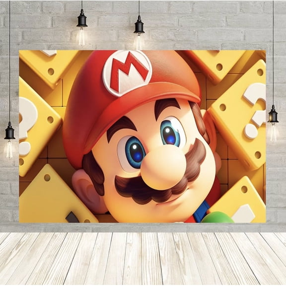 Mario backdrop, 6040 inch Mario party decorative backdrop, suitable for both indoor and outdoor Mario party photography decoration.