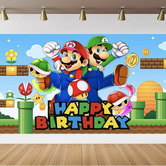 Mario backdrop, 60x40 inch Mario backdrop, children's party gift backdrop, Mario party backdrop.