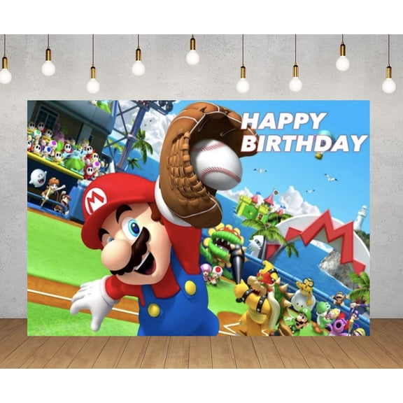 Mario backdrop, 60x40 inch Mario birthday backdrop, children's party gift backdrop.
