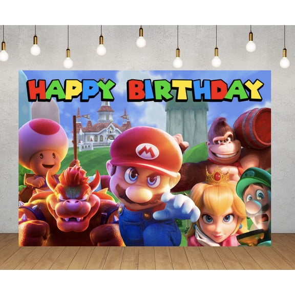 Mario backdrop, 60x40 inch Mario party backdrop, Mario birthday party decorative backdrop.