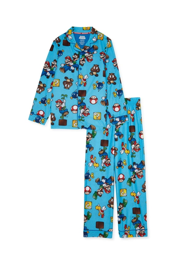 by Mario Boys Exclusive 2-Piece Pajama Coat Set Sizes 4-12, Character Print (Multi Pack)