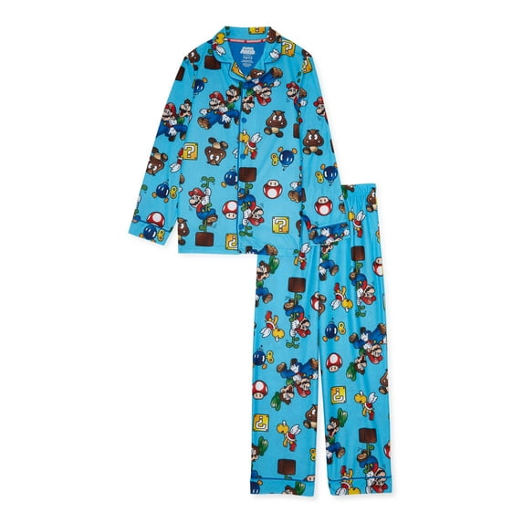 Mario by Mario Boys Exclusive 2-Piece Pajama Coat Set Sizes 4-12, Character Print (Multi Pack)