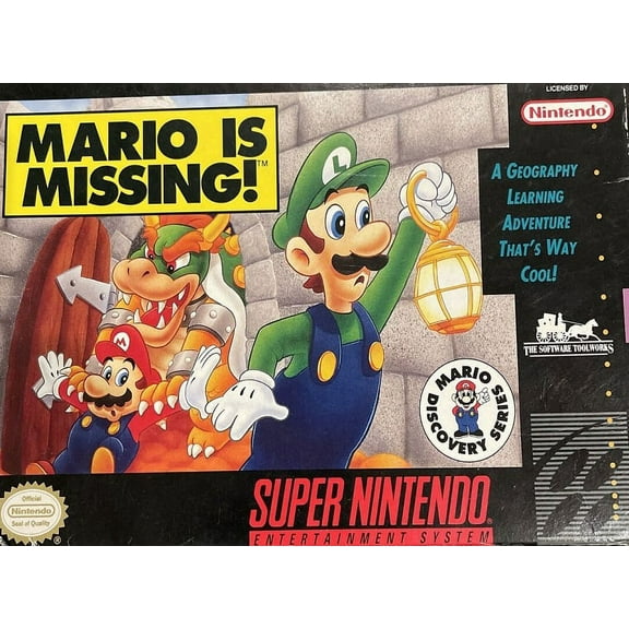Restored Mario is Missing! SNES, for Physical/Super Nintendo, Educational Game, Parental Controls
