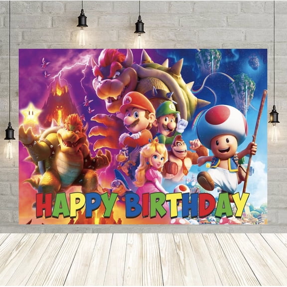 Mario party decoration background, 6040 inch Mario backdrop, Mario photo background.