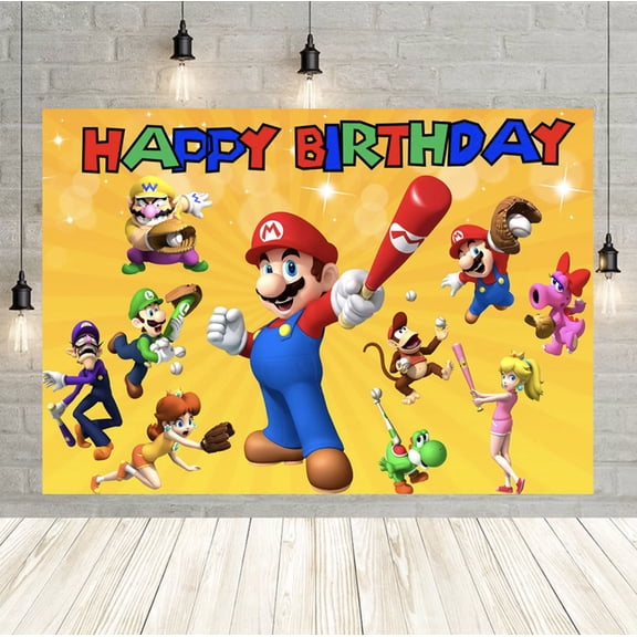 Mario party decoration background, 6040 inch Mario decorative background, suitable for children's birthday parties and Mario photo backgrounds.