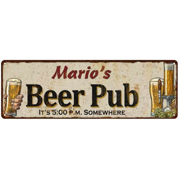 Mario's Beer Pub Man Cave Bar Decor Gift 6x18 Sign 106180053205