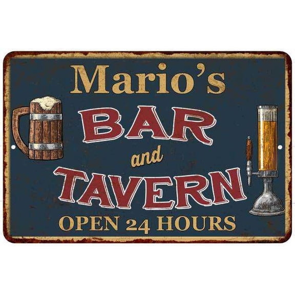 Mario's Green Bar & Tavern Rustic Sign 8 x 12 Matte Finish Metal 108120047201