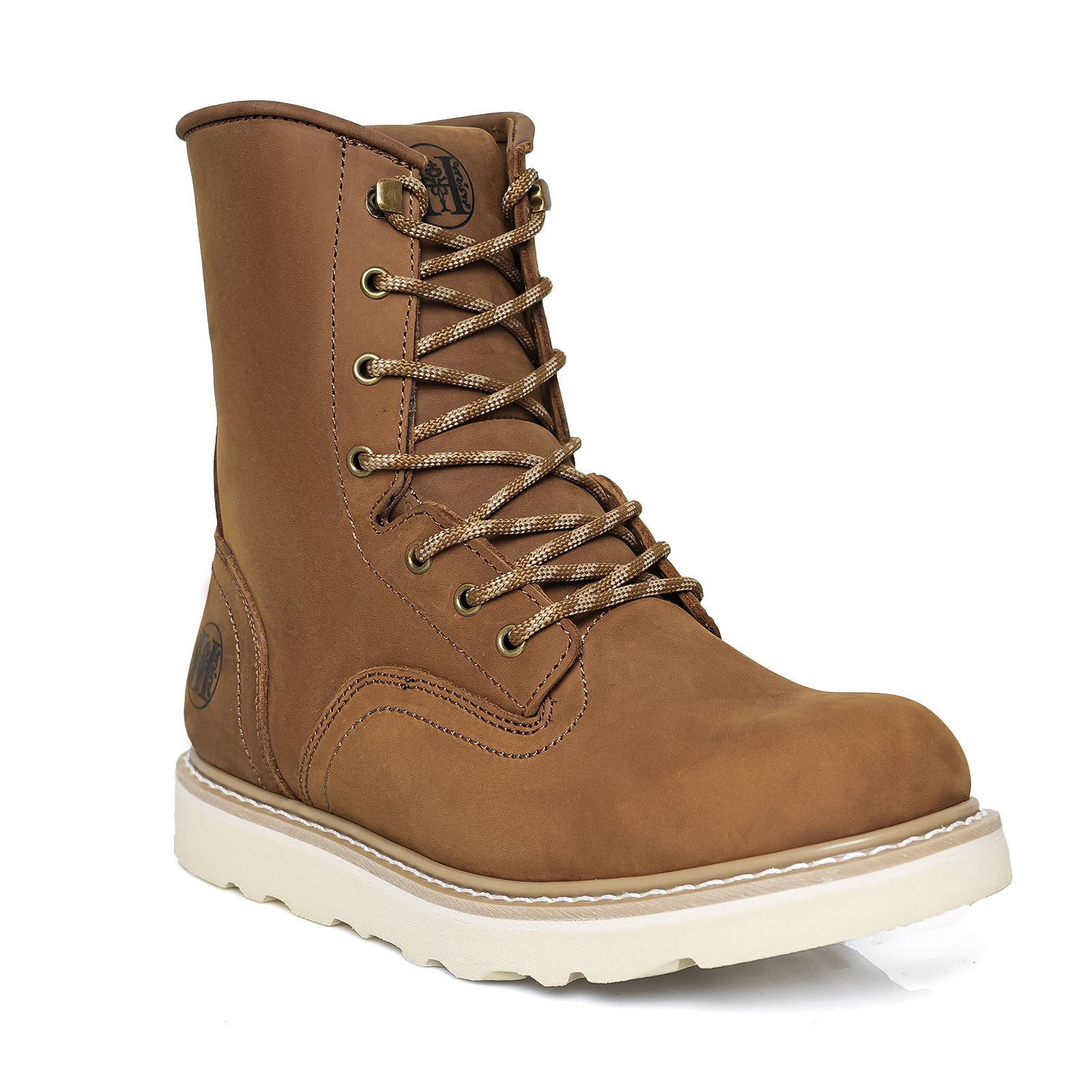 DIEHTECHRA Men's 8" Soft Toe Leather Work Boots, VB809, Size 7.5EE