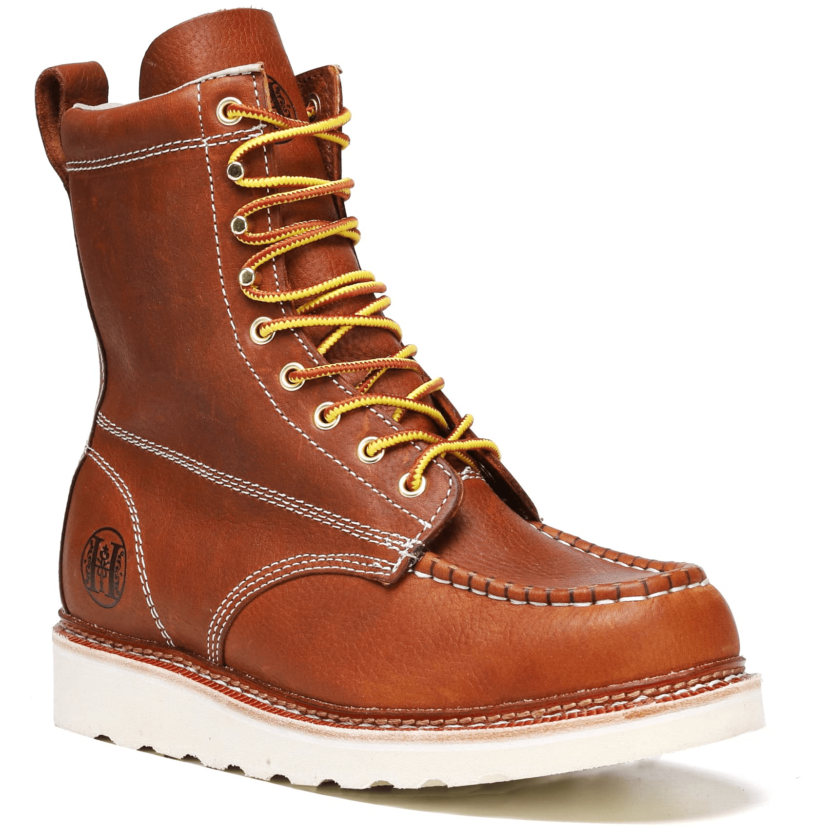DIEHTECHRA Men's 8" Soft Toe Leather Work Boots, VB808, Size 10.5D