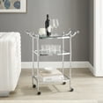 thumbnail image 1 of Marion 3-Tier Mobile Metal Bar Cart, Clear Tempered Glass Shelves with Chrome Railing, 1 of 4