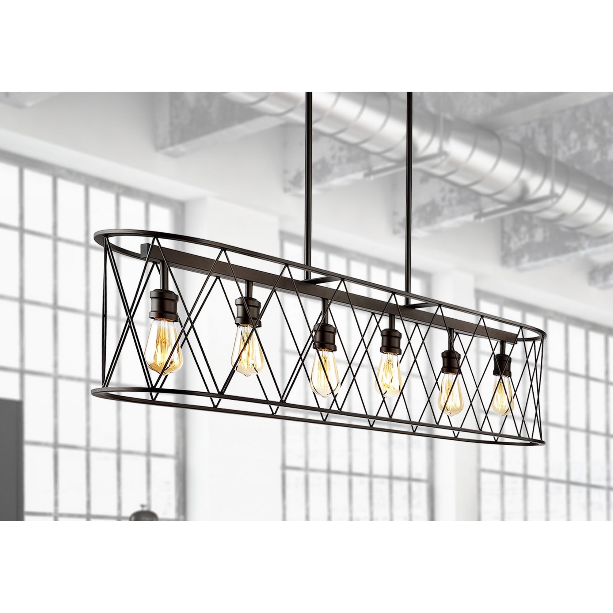 Marion 37.75" Oil-Rubbed Bronze Farmhouse LED Pendant