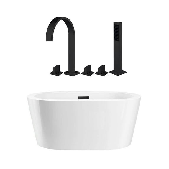 Marion 59 Inch Acrylic Double Ended Freestanding Tub Package