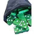 thumbnail image 1 of Marion & Co. Domino Double Six Green Marbleized Jumbo Tournament Size with Spinners inElegant Black Velvet Bag, 1 of 3