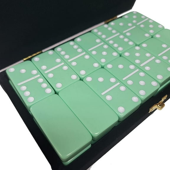 Marion & Co. Domino Double Six Mint Green Jumbo Tournament Domino in Elegant Velvet Case