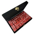 thumbnail image 1 of Marion & Co. Domino Double Six Red Marbleized Tiles Jumbo Tournament Size with Spinners in Elegant Black Velvet Case, 1 of 4