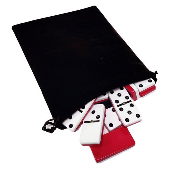Marion & Co. Domino Double Six Red/White (two-tone) Jumbo Tournament Domino with Spinners in Elegant Velvet Bag