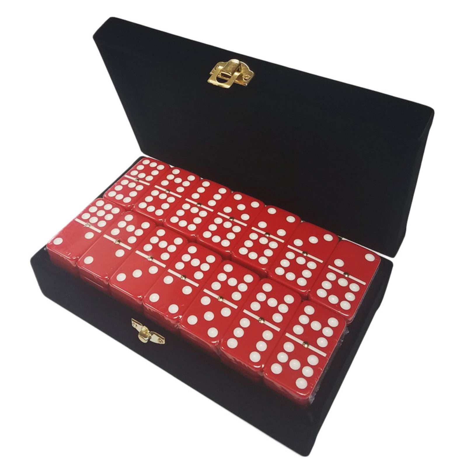 Marion & Co. Domino Double Nine Red Jumbo Tournament Size Domino with Spinners in Elegant Velvet Case