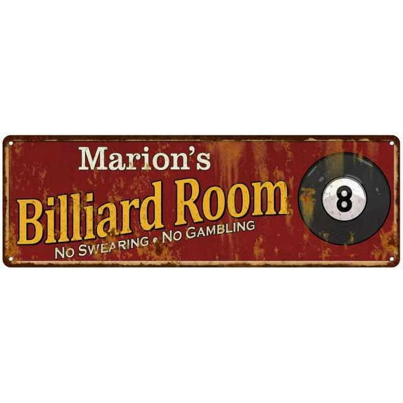 Marion's Billiard Room Red Sign Game Room Pool 6x18 206180008323