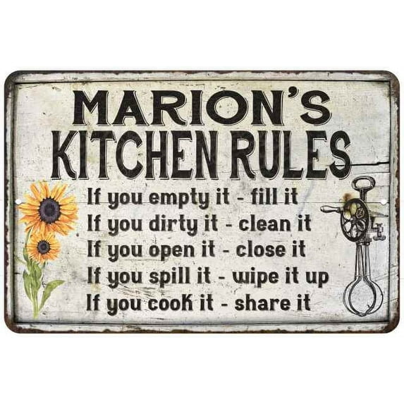 Marion's Kitchen Rules Chic Sign Vintage Decor 12x18 Metal Sign 112180032181