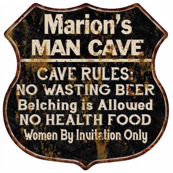 Marion's Man Cave Rules Sign Shield Metal Gift 211110007324