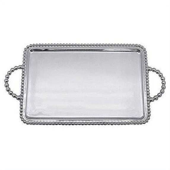 Mariposa 3793 Beaded Service Tray, One Size, Silver