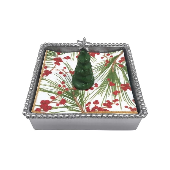 Mariposa 3D Green Tree Beaded Napkin Box - 4063-C