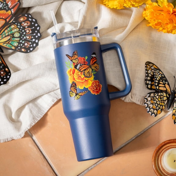 Mariposa Melody Monarch Canyon Cup, Double Wall Stainless Steel w/ Straw, 40oz, Gift Box