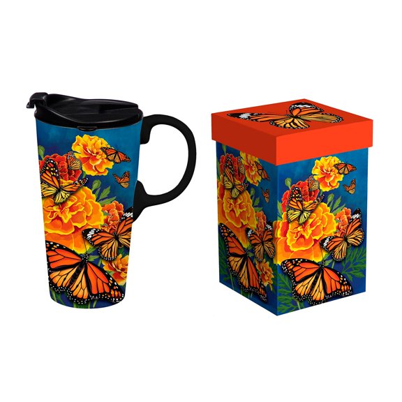 Mariposa Melody Monarch Ceramic Ceramic Perfect Cup, 17oz, Gift Box