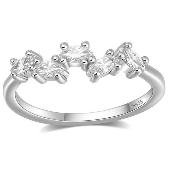 Maris Half Eternity Ring for Women Sterling Silver CZ Anniversary Wedding Band Stackable by Ginger Lyne