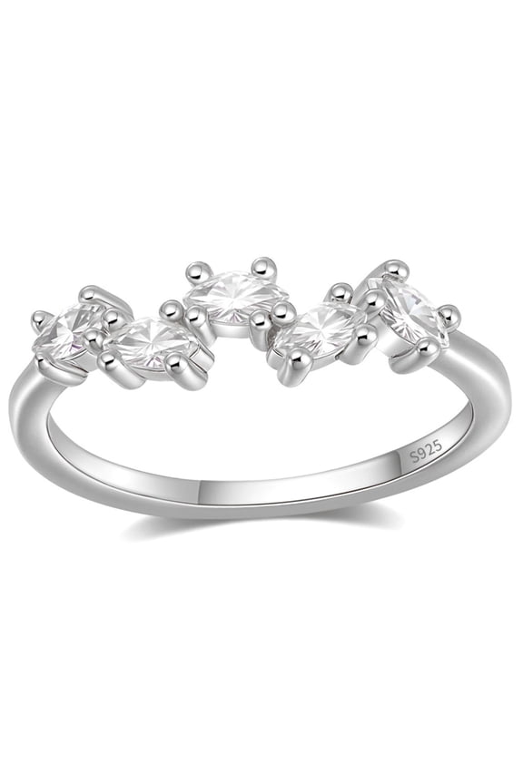 Maris Half Eternity Ring for Women Sterling Silver CZ Anniversary Wedding Band Stackable by Ginger Lyne