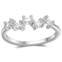 Maris Half Eternity Ring for Women Sterling Silver CZ Anniversary Wedding Band Stackable by Ginger Lyne